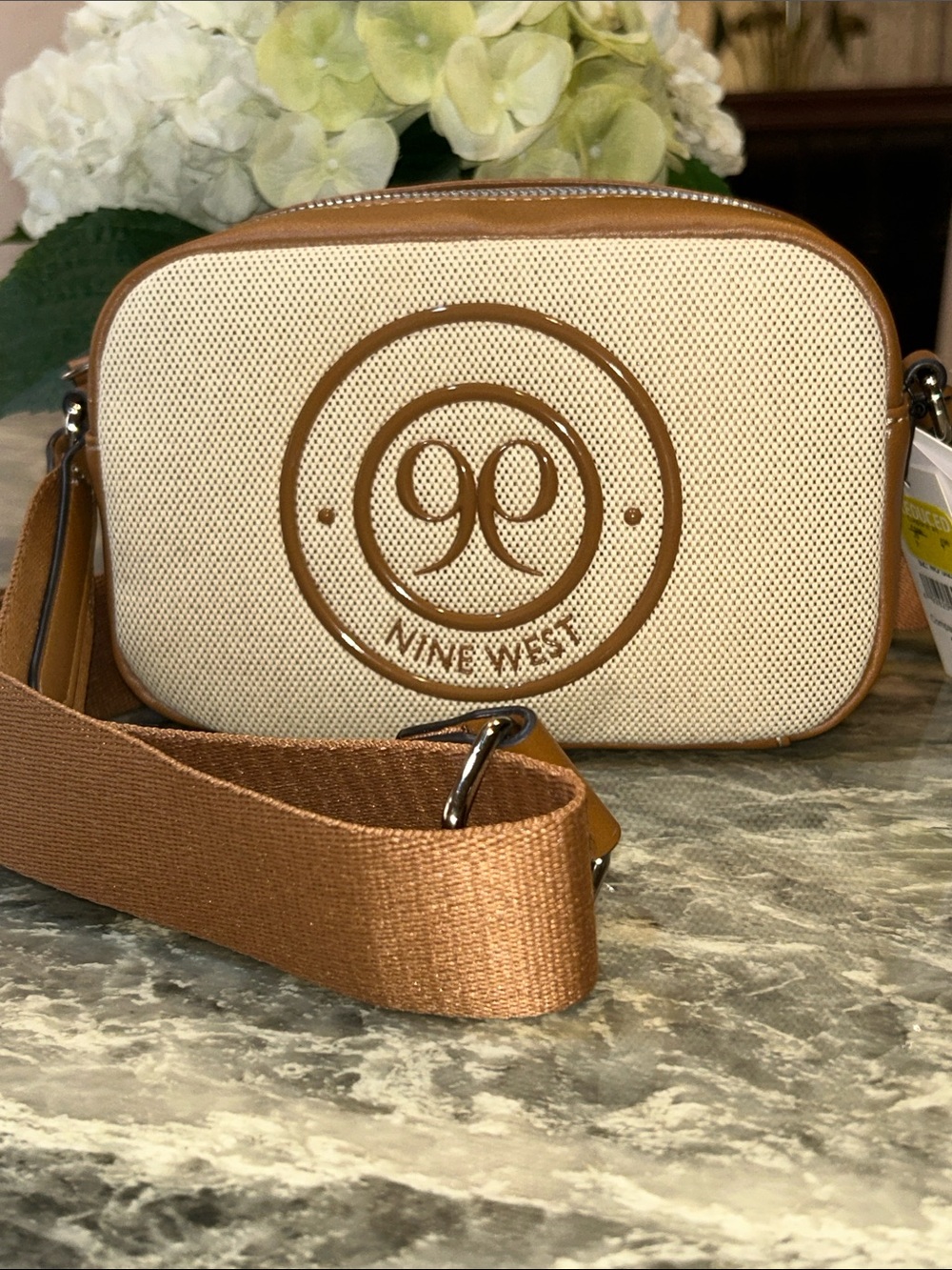 Nine West Cream and Tan Crossbody Camera Bag
